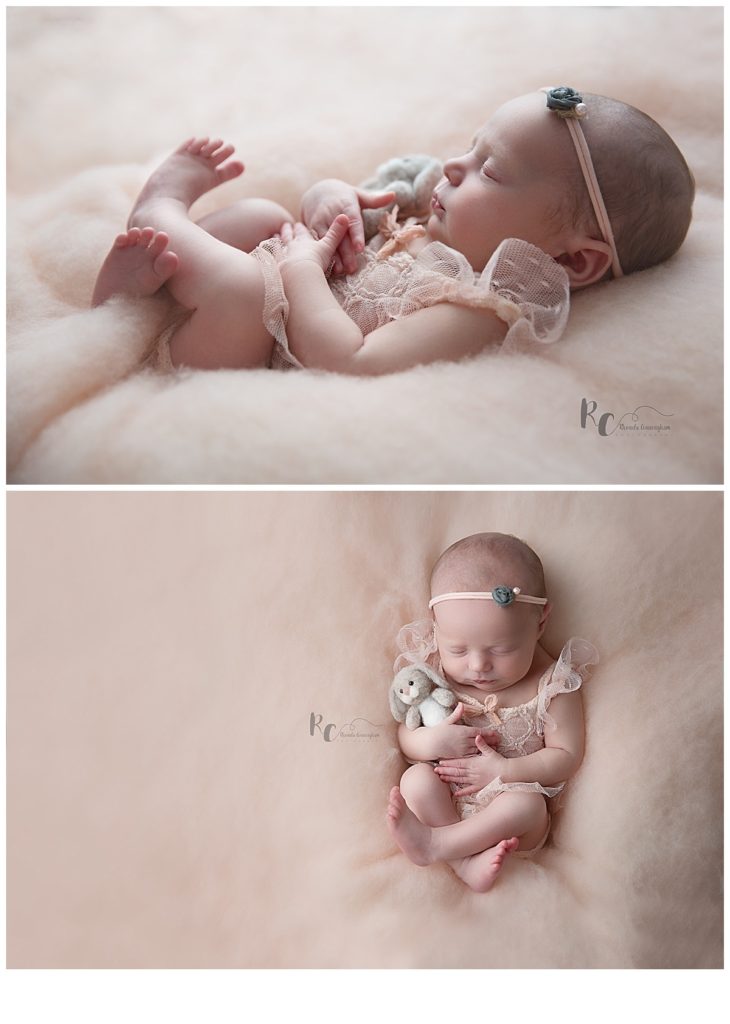 collage of baby girl by nicholasville, kY newborn photographer