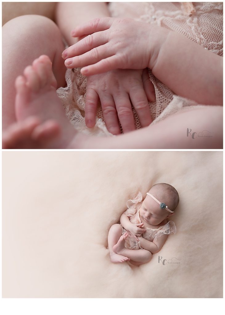 light and airy collage of newborn girl by nicholasville, Ky newborn photographer