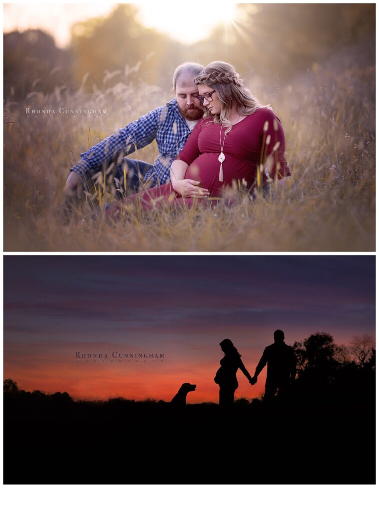 Sunset and silhouette maternity pictures in Lexington, Ky