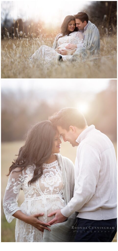 Collage of sunset maternity session by maternity and newborn photographer in Lexington KY