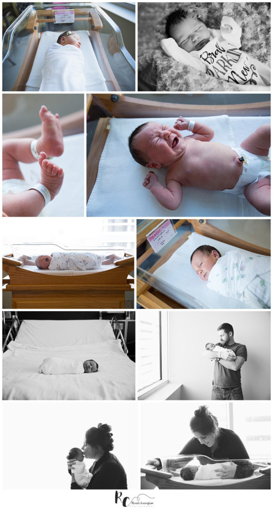 Collage of Just Born Pictures by birth photographer, Rhonda Cunningham