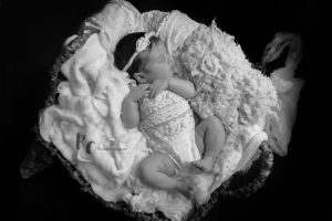 black and white newborn posed shot from Lexington, KY Newborn Pictures